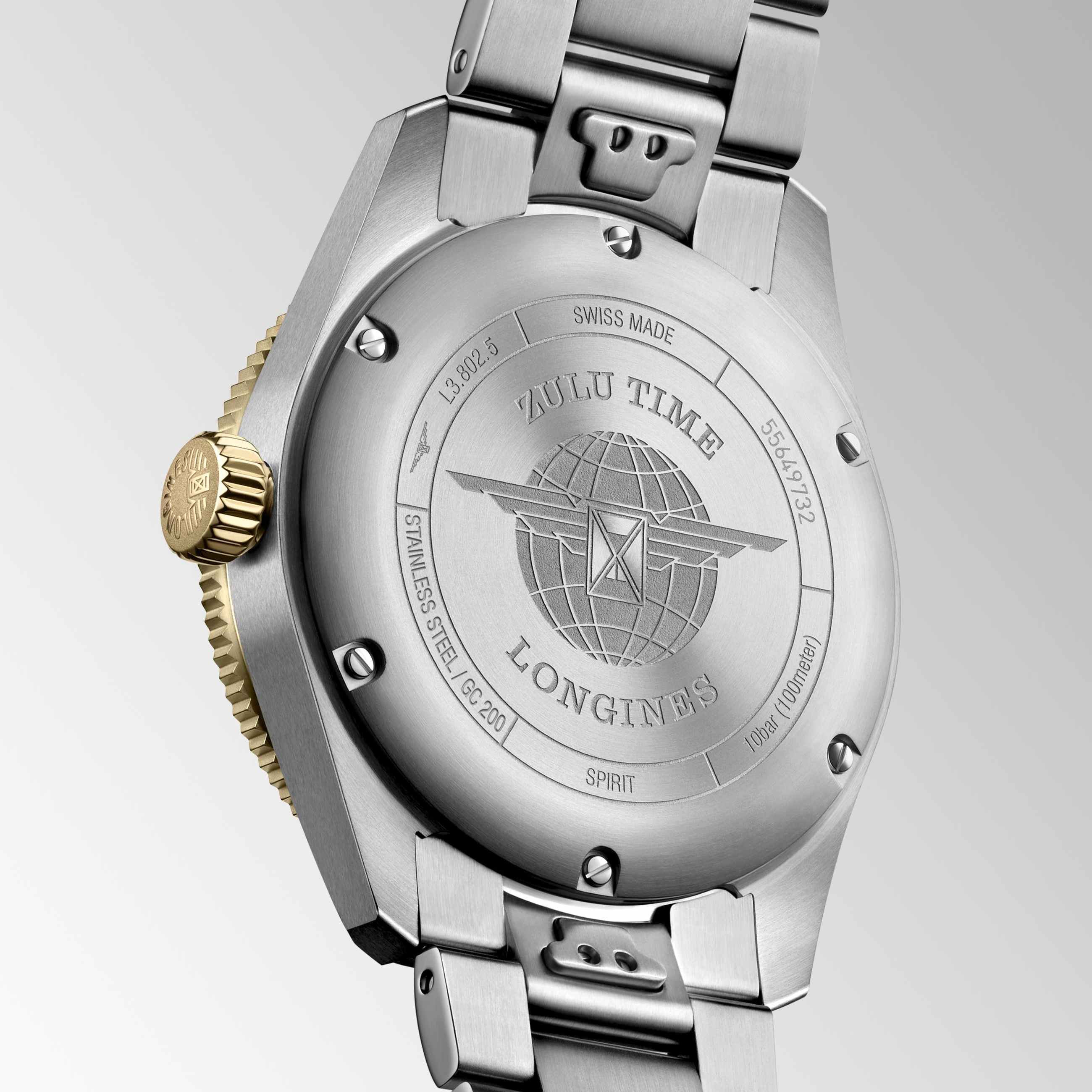 Longines Spirit Zulu Time Automatic GMT 39 mm Yellow Gold and Stainless Steel Maison Birks